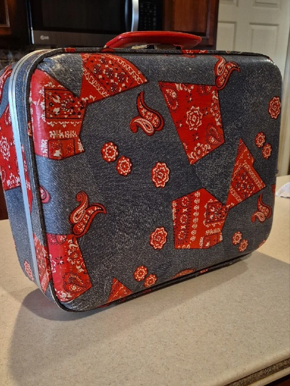 Red Bandana Patchwork Travel Train Case